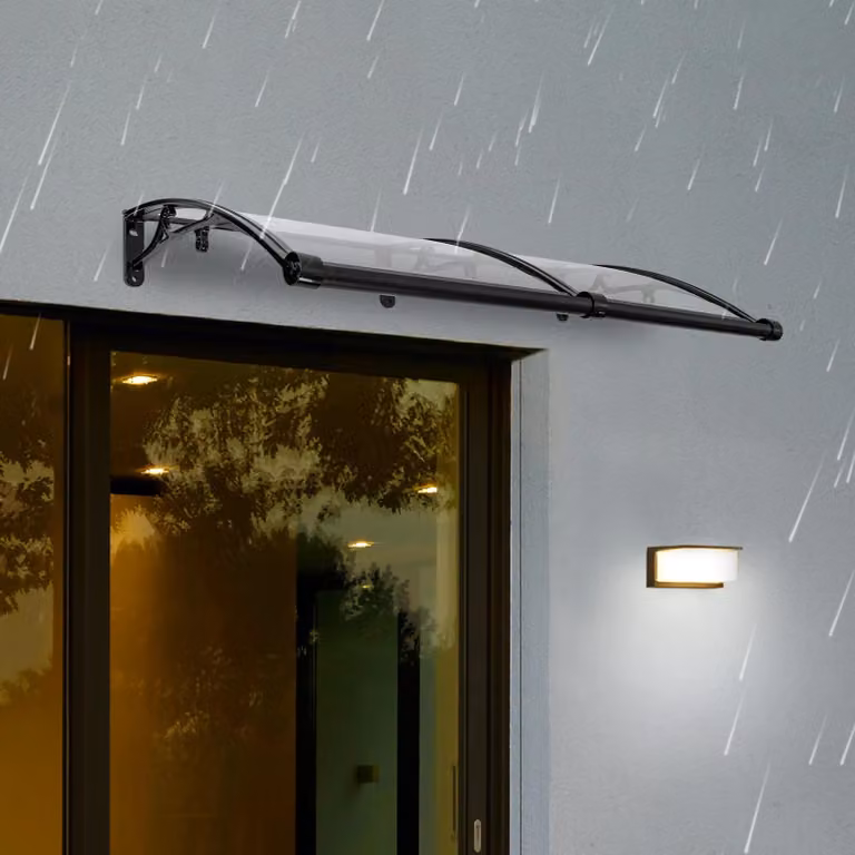 Copertura per porta d'ingresso, 120 x 60 cm - Alluminio nero - Protezione per esterni