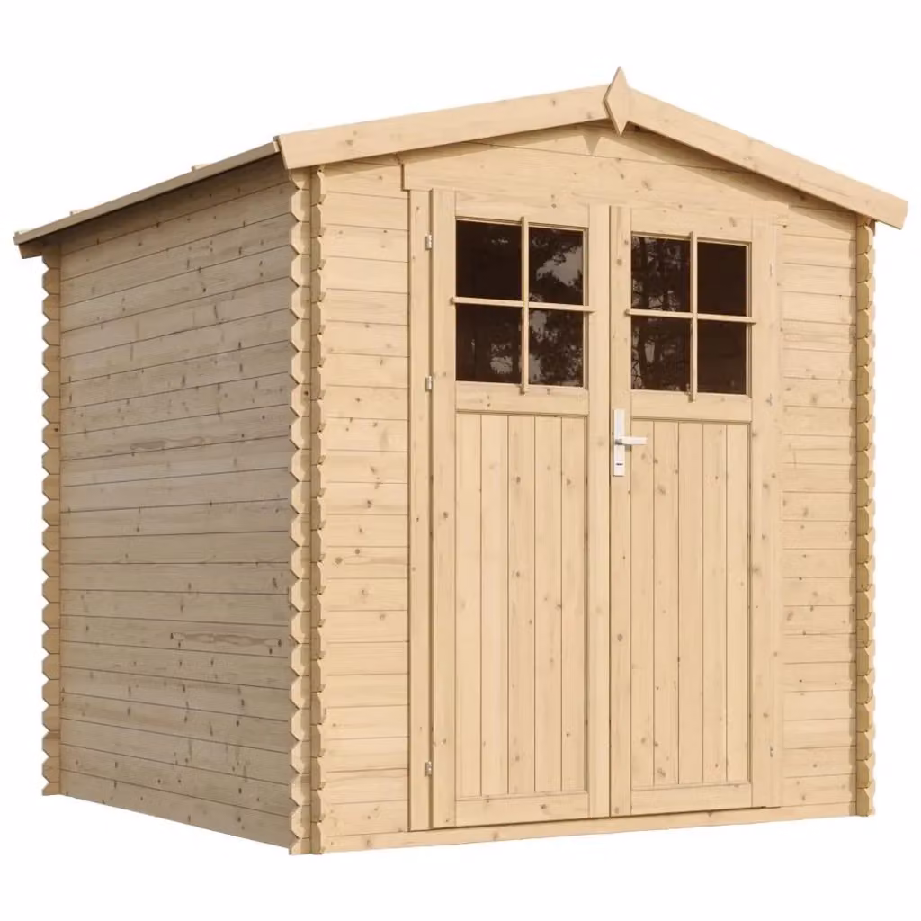 Casetta da Giardino in Legno TIMBELA M343F Grigio e Beige L: 216 cm, P: 206 cm, H: 218 cm – 2