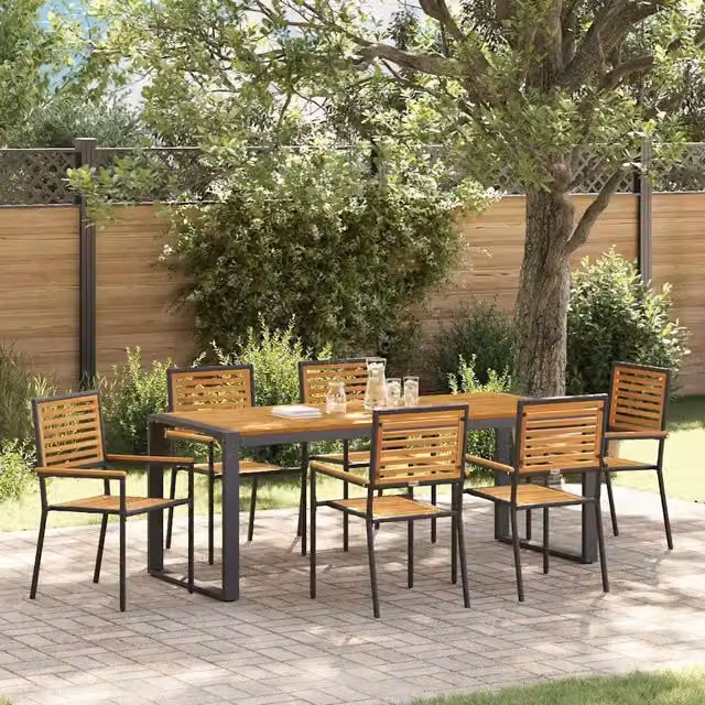 Set da Pranzo per Giardino 7 pz Nero e Marrone polyrattan 3365484
