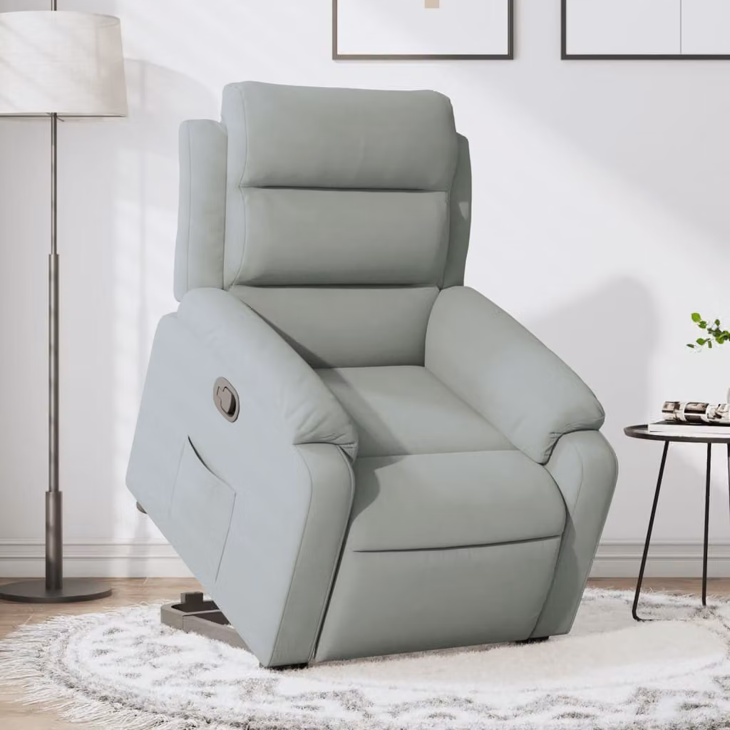 vidaXL Poltrona Alzapersona Reclinabile in Velluto Grigio con Assistenza Elettrica per Senior