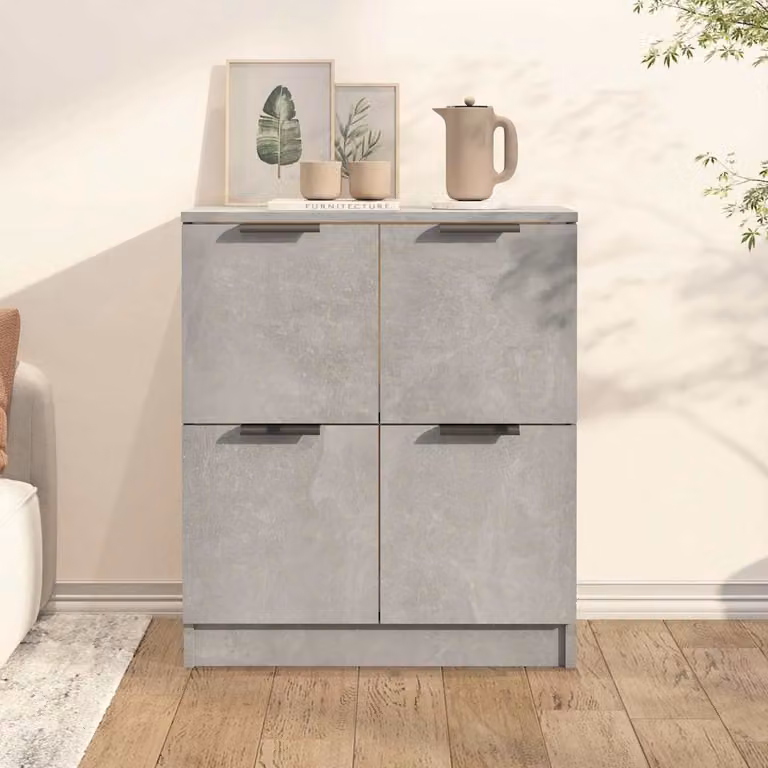 Credenza moderna vidaXL in legno e MDF, colore grigio, L: 60 cm, P: 30 cm, H: 70 cm
