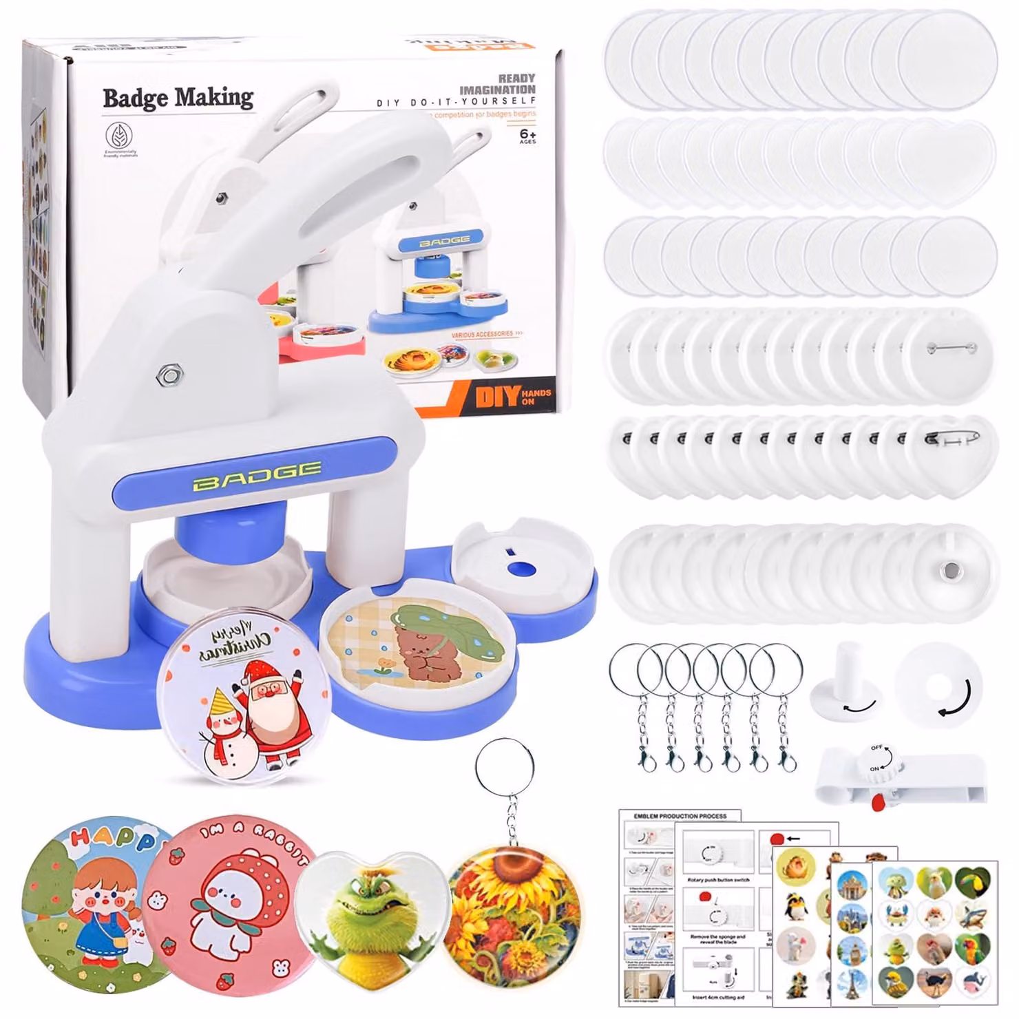 Elzusha - Set per la creazione di bottoni e spille personalizzate, ideale per il fai-da-te