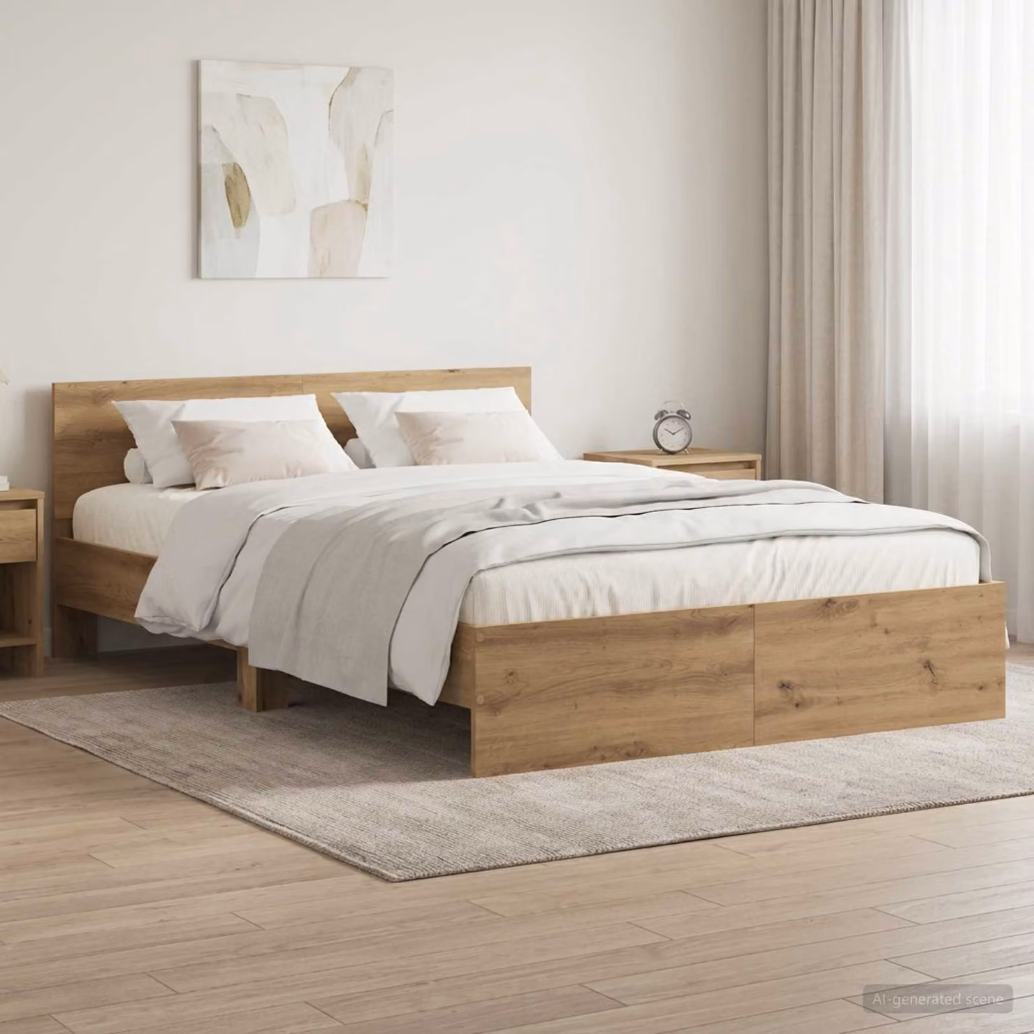 vidaXL Struttura letto con testata in legno Rovere Artigianale, colore marrone, L 140 cm x P 200 cm x H 145 cm