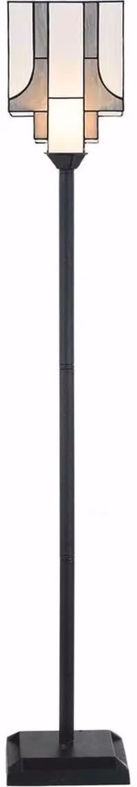 Casa Padrino Lampada da terra Art Déco Tiffany Bianco / Grigio / Nero H. 171 cm - Lampade Tiffany