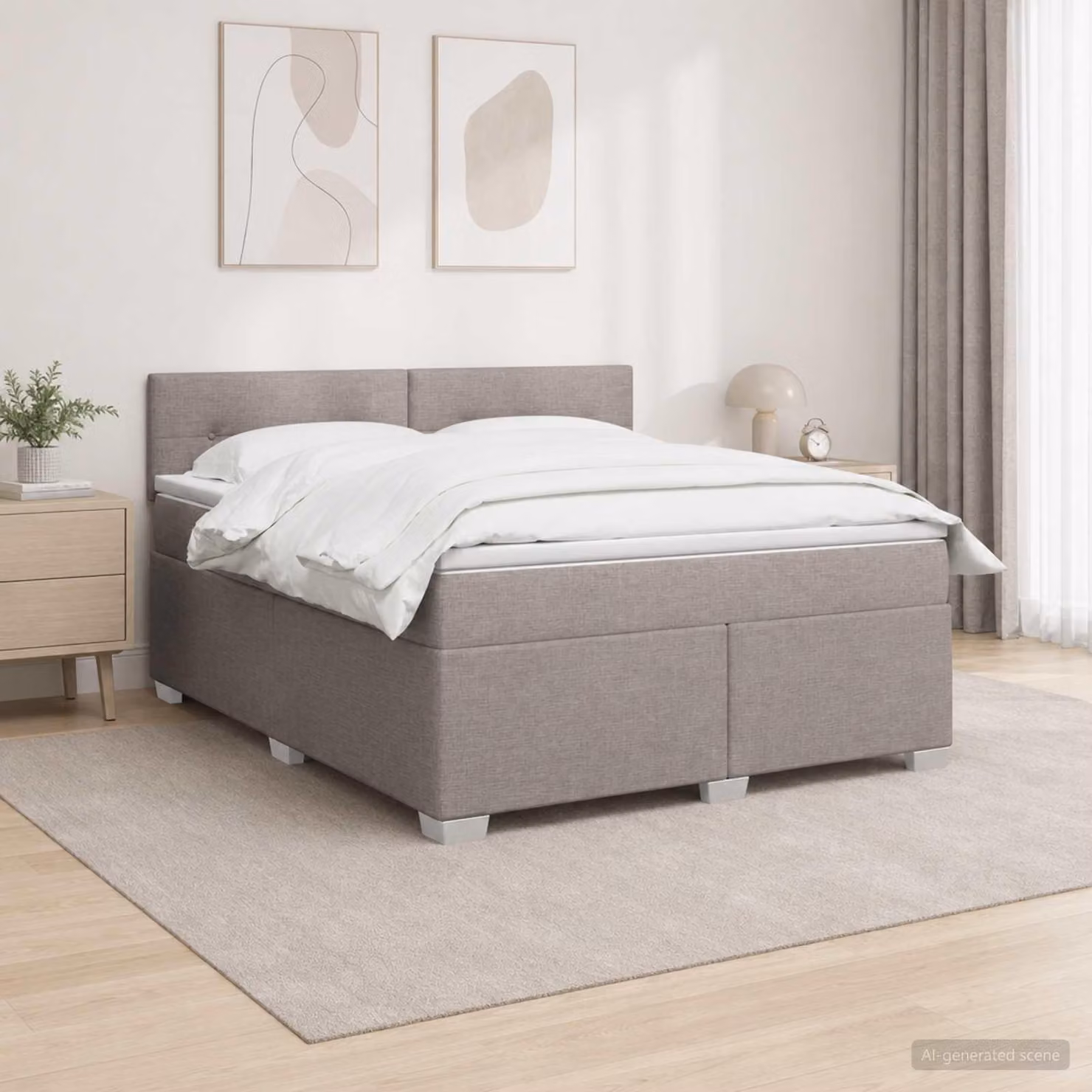 Maison Exclusive - Letto boxspring con materasso Taupe 140 x 190 cm Tessuto