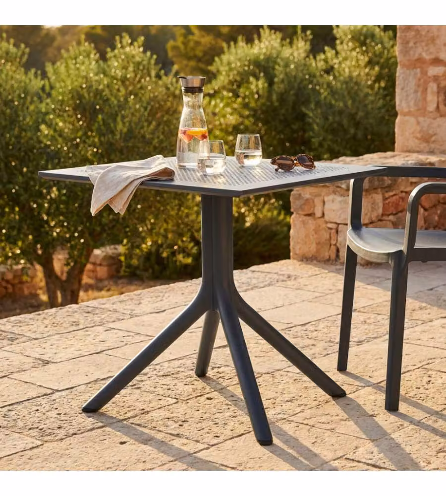 Tavolo da giardino quadrato Cosma Jarvis in materiale resistente per esterno, colore antracite, L: 80 cm x P: 80 cm – 1