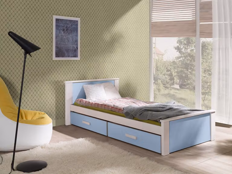 Letto per bambini con spazio di archiviazione 80x180 POLCH - bianco / blu