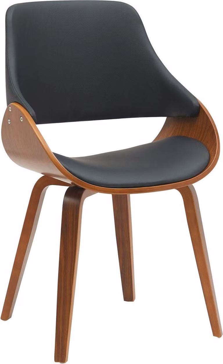 Sedia da pranzo - Sedia da sala da pranzo - Design confortevole, seduta per il soggiorno | Colore: noce/nero | Materiale: Pelle finta