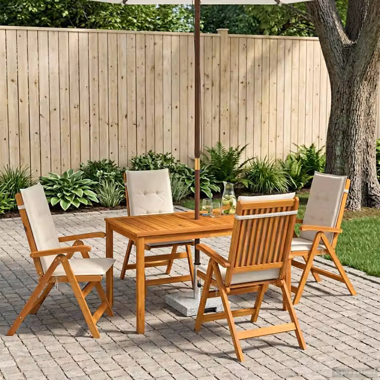 Set da pranzo da giardino vidaXL in legno di acacia trattato, 5 pezzi, colore beige e marrone