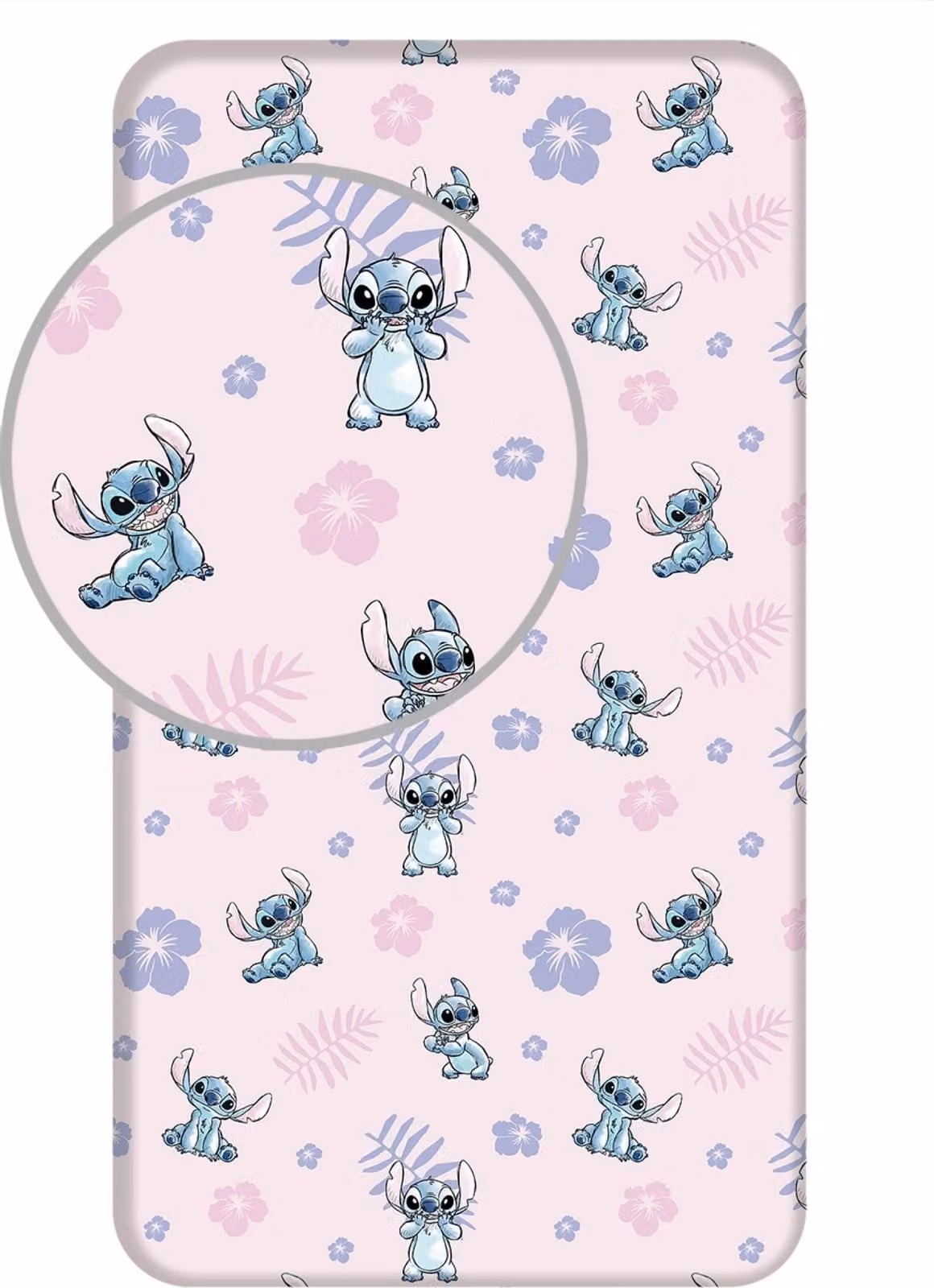 Disney Lilo e Stitch - Lenzuolo rosa 90x200cm 100% cotone