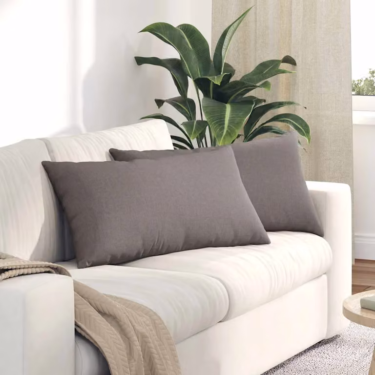 Set di 2 cuscini da divano vidaXL in tessuto con fodera rimovibile, disponibili in beige o grigio, L 80 x P 40 cm