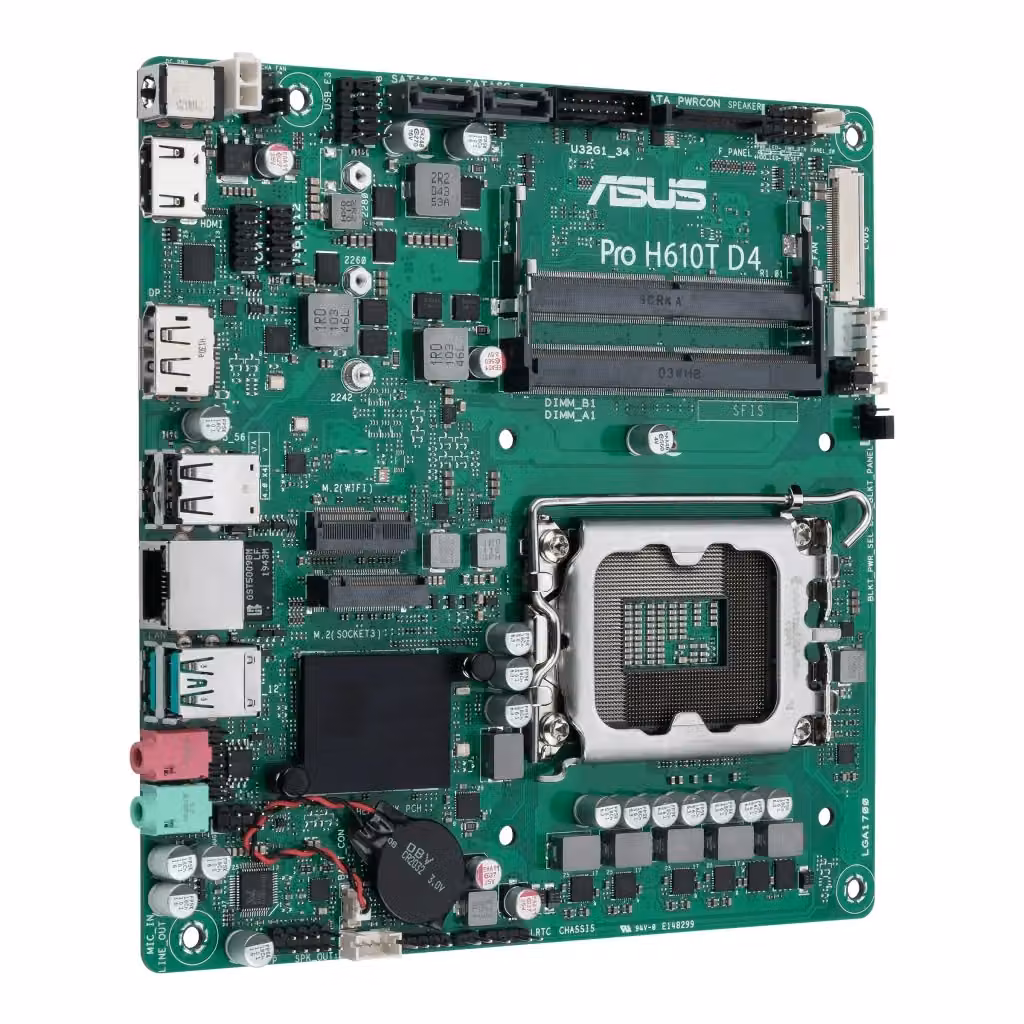 Scheda madre Asus Pro H610T D4-CSM Intel H610 LGA 1700 Thin Mini ITX DDR4 con HDMI e DisplayPort – 2