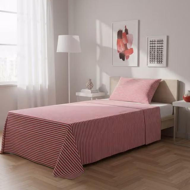 Parure letto singolo Young Kasanova in cotone a righe rosso 90x190 cm