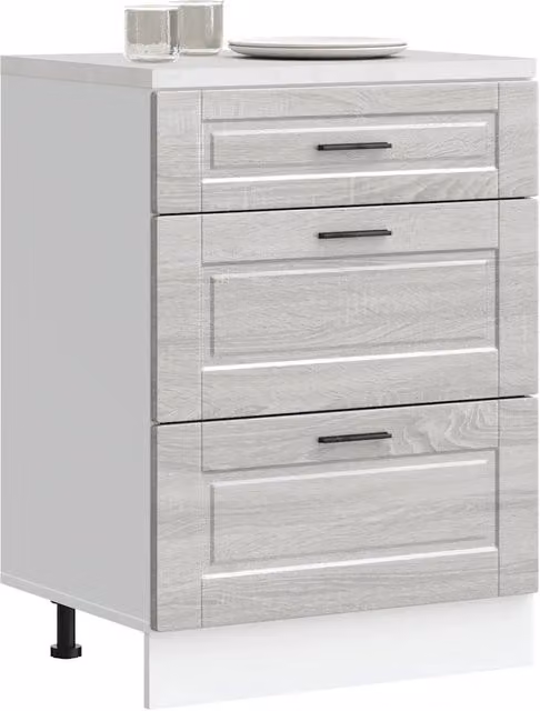 Base da cucina moderna vidaXL in legno MDF grigio opaco L: 81,5 cm, P: 46 cm, H: 60 cm