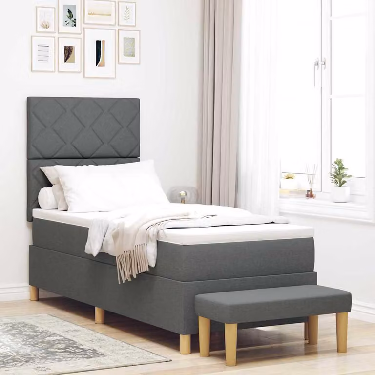 Maison Exclusive - Letto boxspring con testiera grigio scuro 200 x 80 cm in tessuto