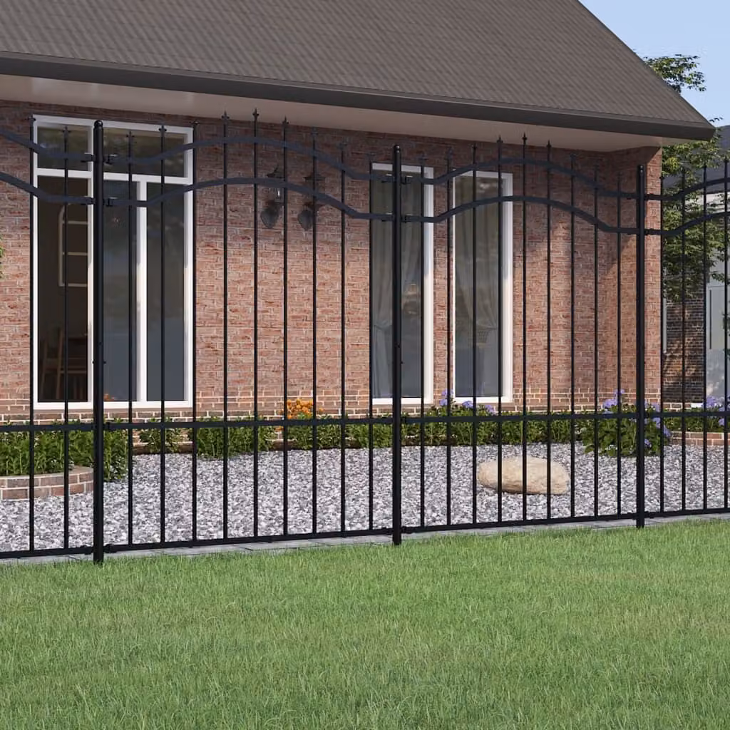Maison Exclusive - Recinzione da giardino con punta a lancia nera 239x150 cm in acciaio verniciato a polvere