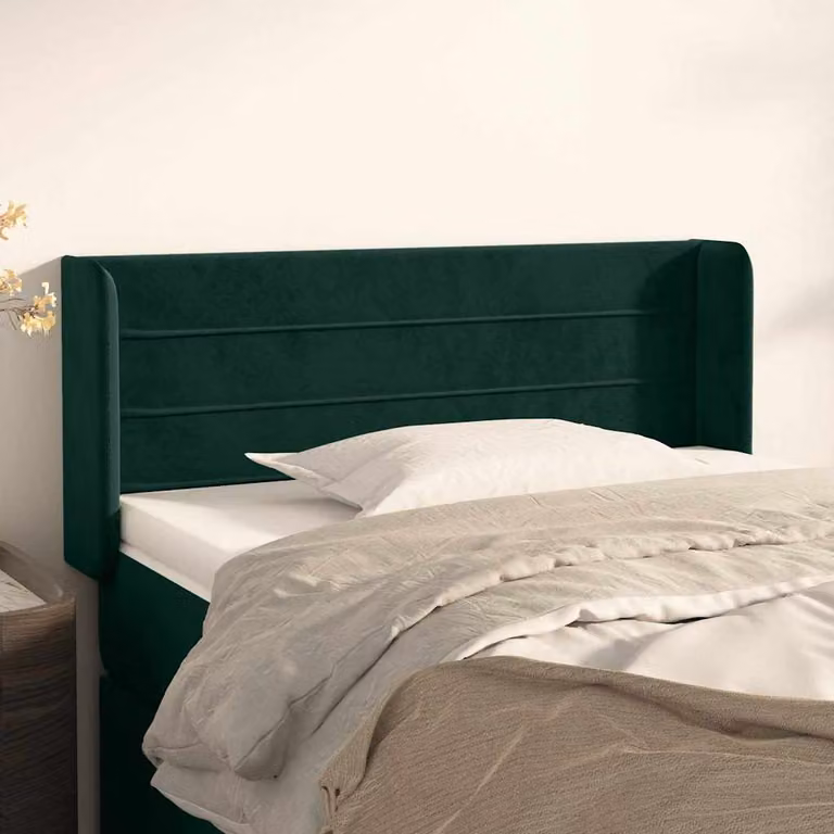 Testiera ad orecchio vidaXL in velluto verde scuro L: 93 cm, P: 16 cm, H: 78-88 cm