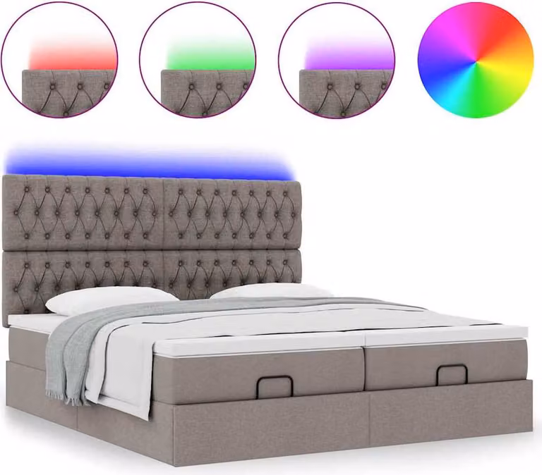Struttura Letto Pouf con Materassi Tortora 180x200cm in Tessuto