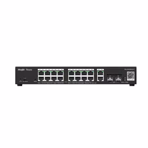Switch Smart Reyee PoE Gigabit con 20 porte, 16 porte PoE/PoE+, 2 porte uplink Gigabit RJ45/SFP, Power Budget 250W, Nero - RG-ES220GS-P – 2