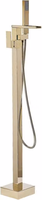 Miscelatore per vasca da bagno freestanding Beliani con leva singola e set doccia, colore oro, Altezza: 118 cm