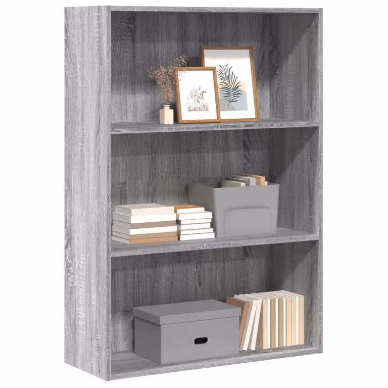 Libreria moderna vidaXL in legno MDF Grigio, con pannello posteriore, L 80 cm x P 30 cm x H 114 cm
