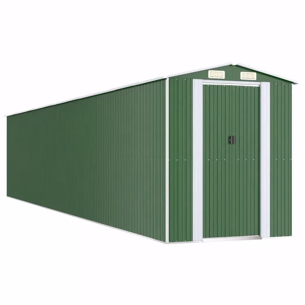 Capanno da giardino Videx in acciaio zincato verde con porta scorrevole e ventilazione laterale L: 1021 cm, P: 192 cm, H: 223 cm – 2