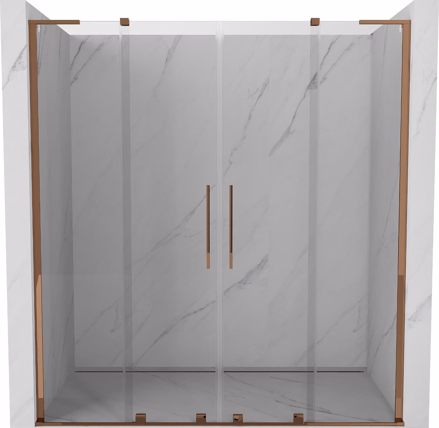 Mexen Velar L Duo porte doccia scorrevoli 170 cm, trasparenti, oro rosa - 871-170-003-02-60