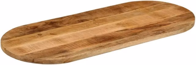 Piano Tavolo 140x60x3,8 cm Ovale Legno Massello Grezzo di Mango 370121
