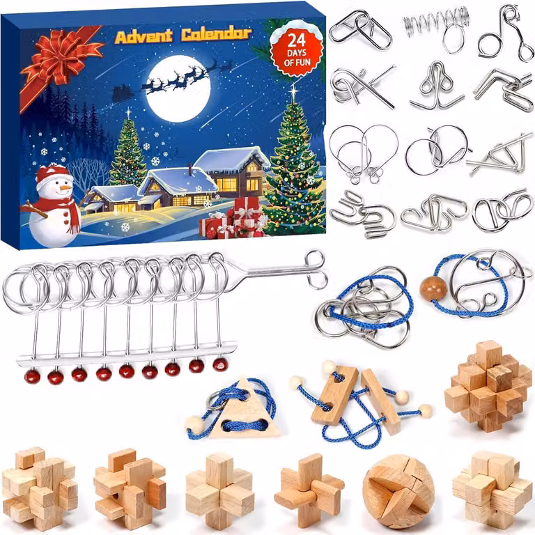 Calendario dell'Avvento 2024 puzzle per adulti Calendario natalizio con conto alla rovescia di 24 giorni