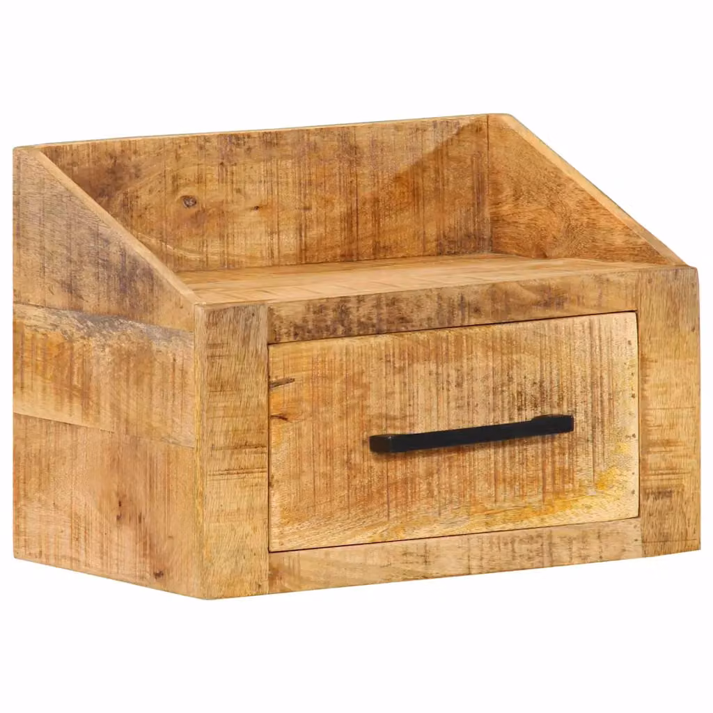 Armadio da notte moderno vidaXL in legno di mango e metallo, Marrone e Nero, L 40 cm x P 30 cm x H 30 cm