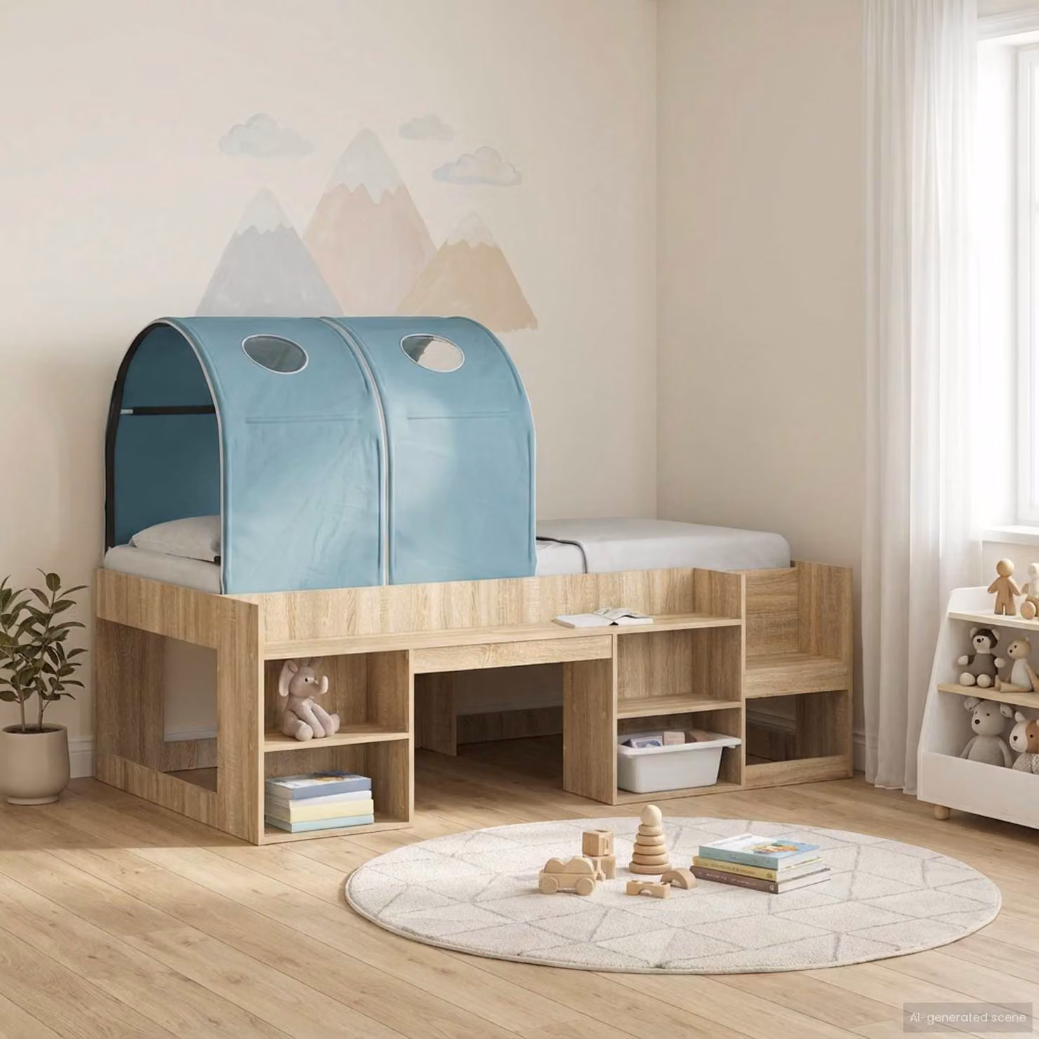 Set di 2 tunnel vidaXL per letto a soppalco per bambini in polipropilene azzurro