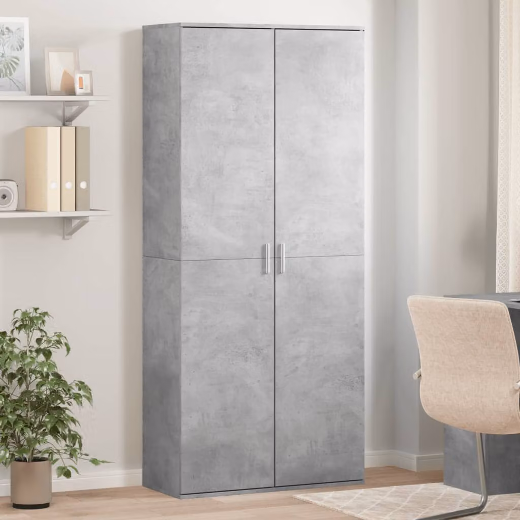 vidaXL Credenza Moderna Grigio con Ante a Battente in Legno e MDF L: 80 cm, P: 35 cm, H: 180 cm
