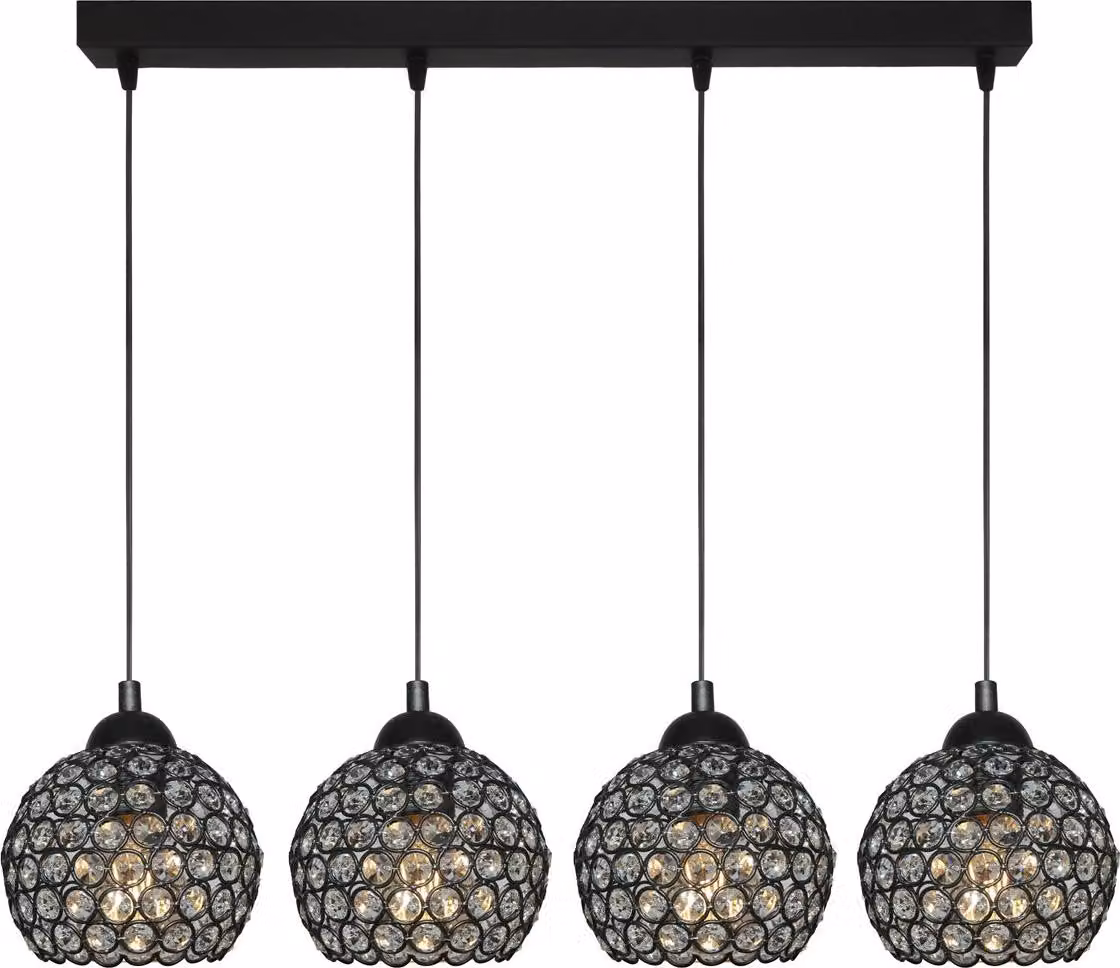 Lampada a sospensione nera con paralume in cristallo KLAUDIUSZ 14-741