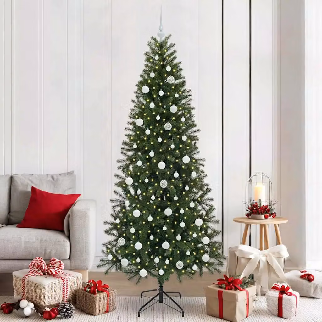 Albero di Natale artificiale verde vidaXL con luci LED warm white, Altezza: 210 cm