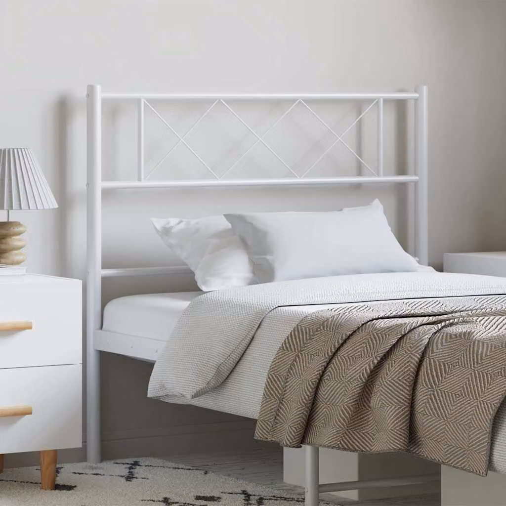 Testiera di ricambio vidaXL in metallo bianco con design geometrico classico per letto 100x200 cm
