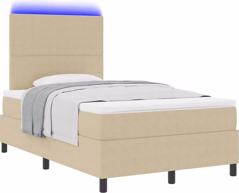 Letto a Sorgente LED Grigio chiaro e bianco 120 x 190 cm