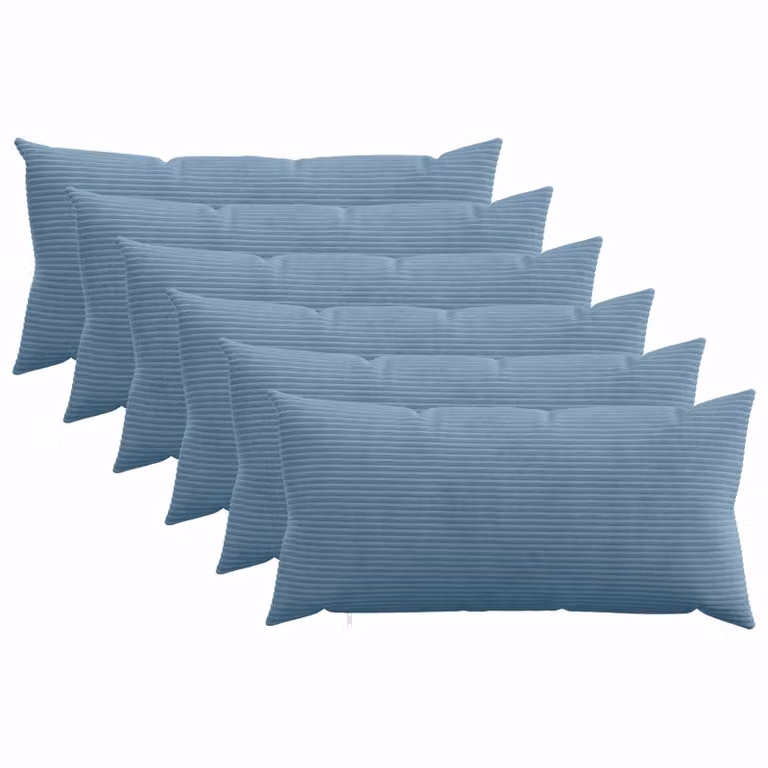 Set di 6 federe vidaXL HEERLEN in velluto a coste blu, L 80 x P 40 cm