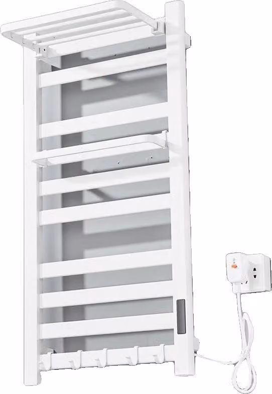 Scaldasalviette elettrico, display digitale, riscaldamento a risparmio energetico, bianco 96x49cm, 220V