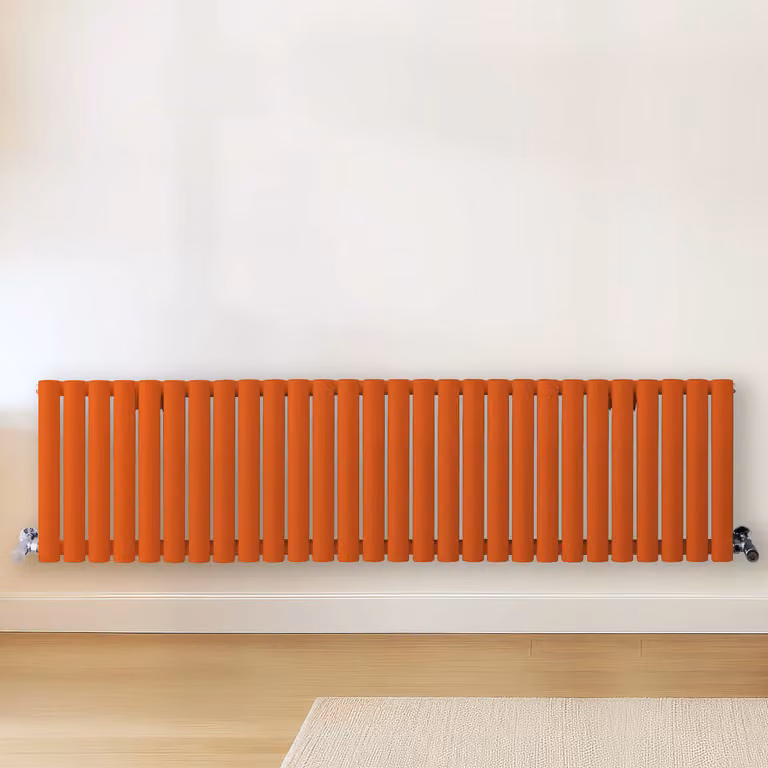 Radiatore di Design Orizzontale  Arancione (Sunset Orange) -  400mm x 1652mm  - Pannello Doppio  - Revive