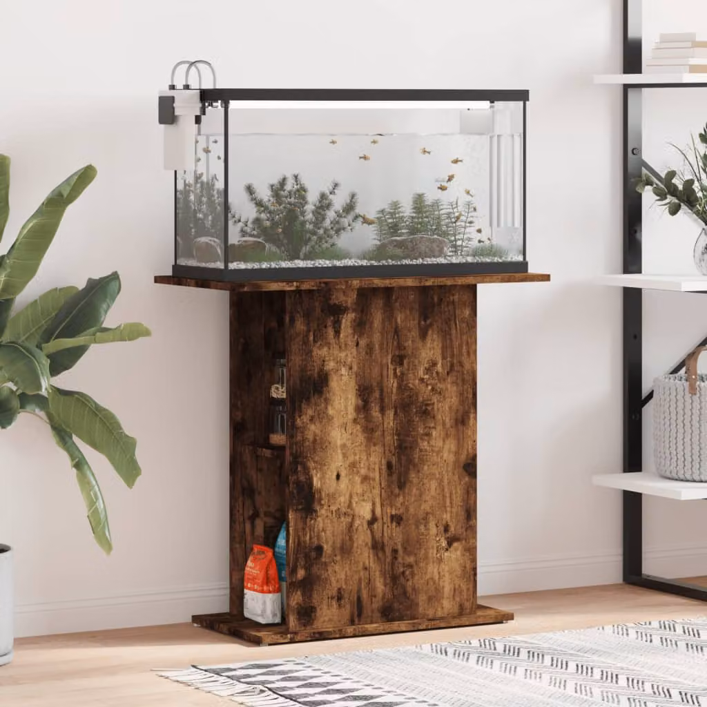 vidaXL Supporto Acquario in Legno Multistrato Rovere Fumo, L 75 cm x P 36 cm x H 72,5 cm
