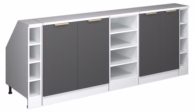 Mobile cucina sottotetto Vicco R-Line Antracite-oro 210 cm Set di 5 carcasse armadio profondità 60 cm, Model 60657