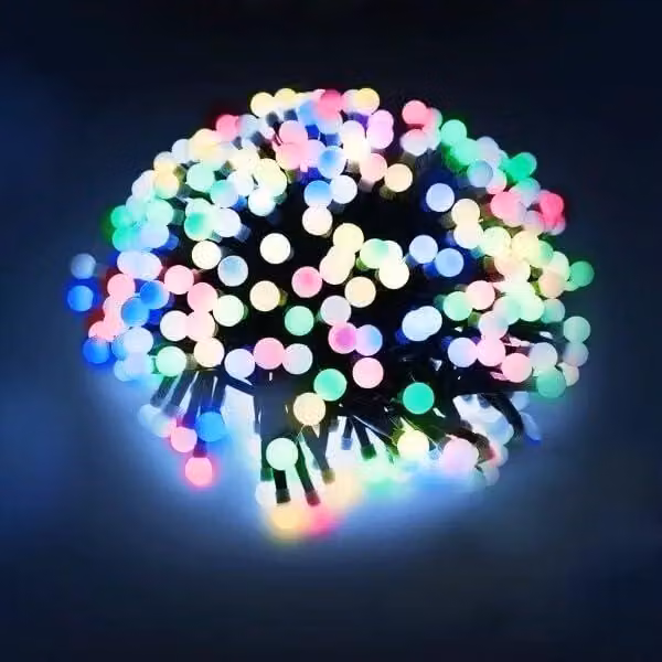 Catena luminosa da 5 metri, RGBY, alimentata a batteria, per decorazioni