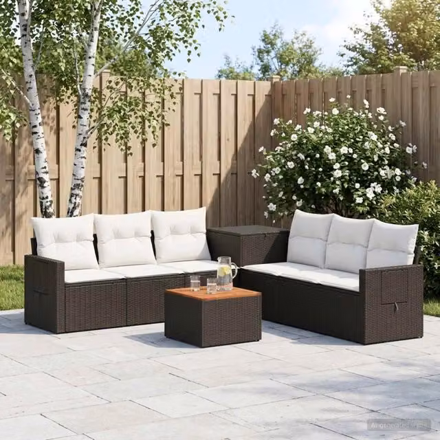 Set di divani 8 pz Nero e Bianco Crema 55 x 55 x 37 cm 3448375