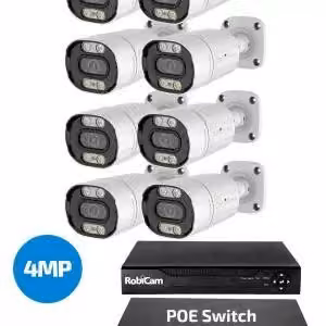 Kit 8 telecamere POE Bullet, 4MP, registratore NVR, switch POE