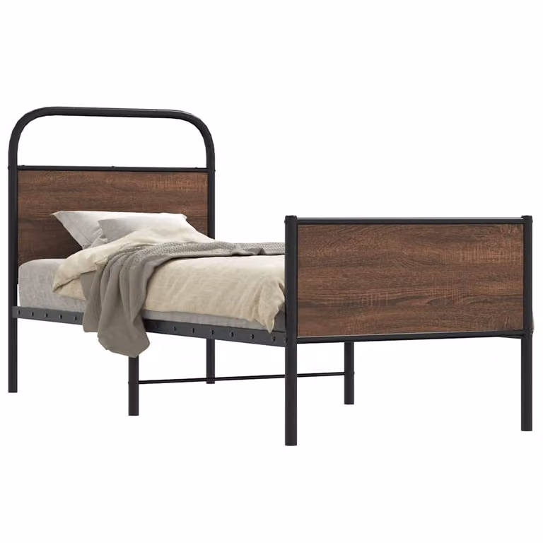 vidaXL Giroletto senza Materasso in Truciolato e Metallo, Rovere Marrone, L/P/H: 200 x 80 x 85 cm