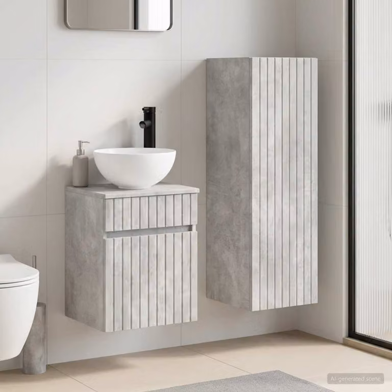 Set di mobili per il bagno vidaXL composto da mobile lavabo e pensile a parete in stile minimalista, colore grigio, L/P/H: 63 x 35 x 39 cm e 33,71 x 35 x 39 cm