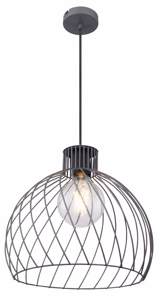 Lampada a sospensione, rete metallica, forma sferica, grigio, 35 cm