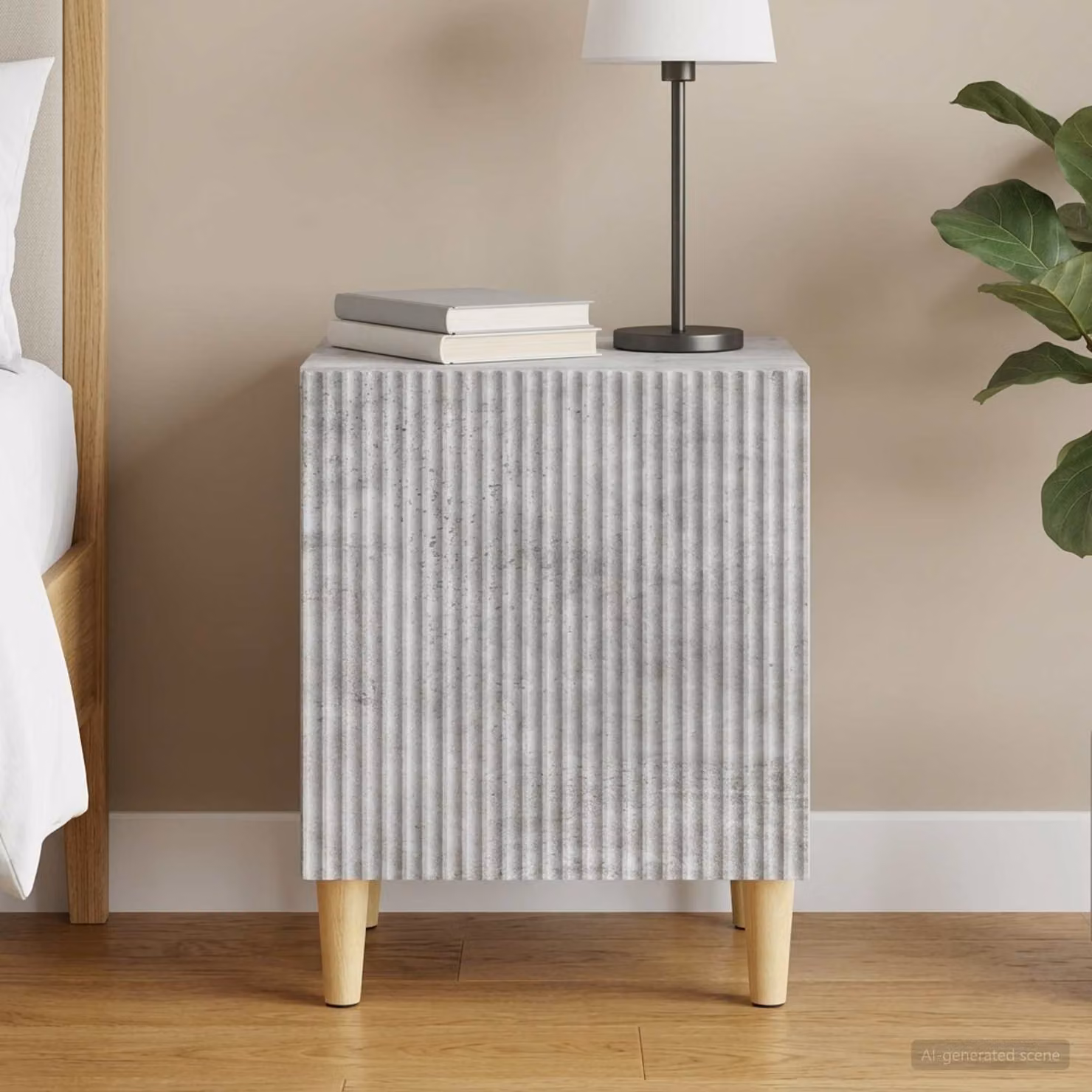 vidaXL Armadio da Notte Moderno Grigio Cemento L: 43 cm, P: 34,5 cm, H: 50 cm