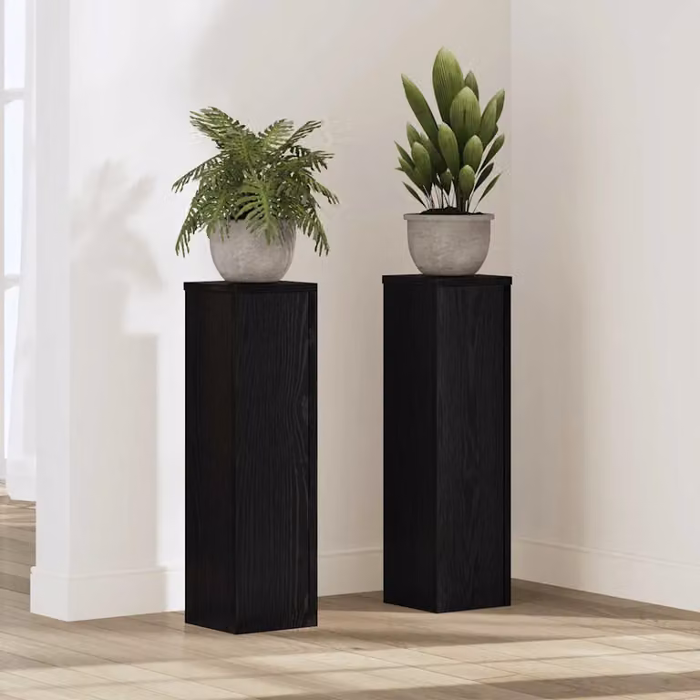 Set di 2 supporti per piante vidaXL in legno nero, H x L x P: 60 x 17 x 17 cm