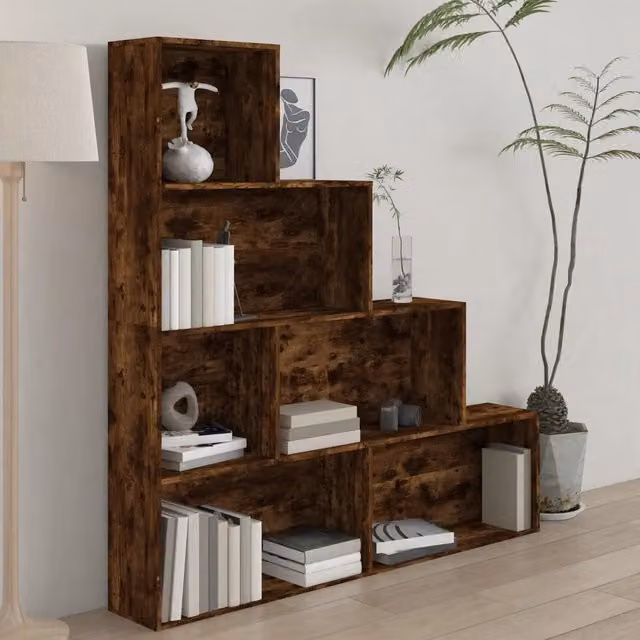 Libreria vidaXL in Rovere Fumo con Pannello Posteriore, L: 155 cm, P: 24 cm, H: 160 cm – 1